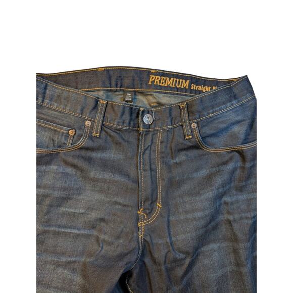 Gap 1969 Jeans Mens 36X32 Blue Dark Wash Cotton Premium Straight Fit Denim - Picture 9 of 9